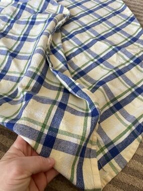 Vintage plaid cotton tablecloth ~54 in
